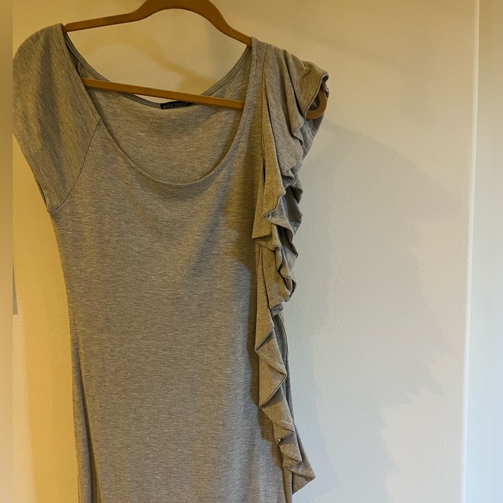 NWOT Ella Moss Heather Gray Ruffled Jersey Mini Dress